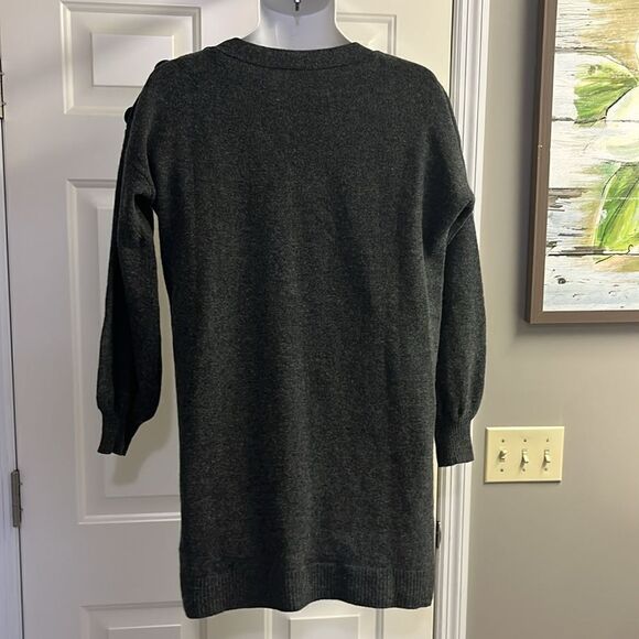 Madewell Heather Gray Merino Wool Pullover Sweater Dress w/ Button Accent-Medium - Picture 10 of 16